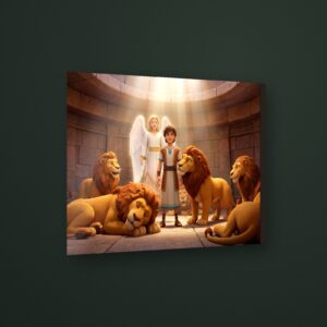 Cuadro angel foso leones en MDF con vinil brillante – Salto Producciones Guatemala