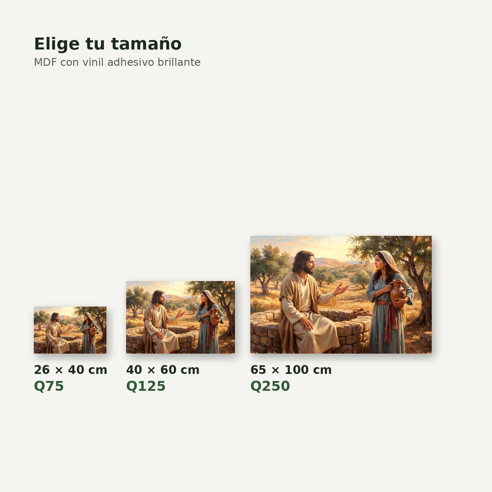 Cuadro jesus samaritana pozo tamaños y precios – Salto Producciones Guatemala