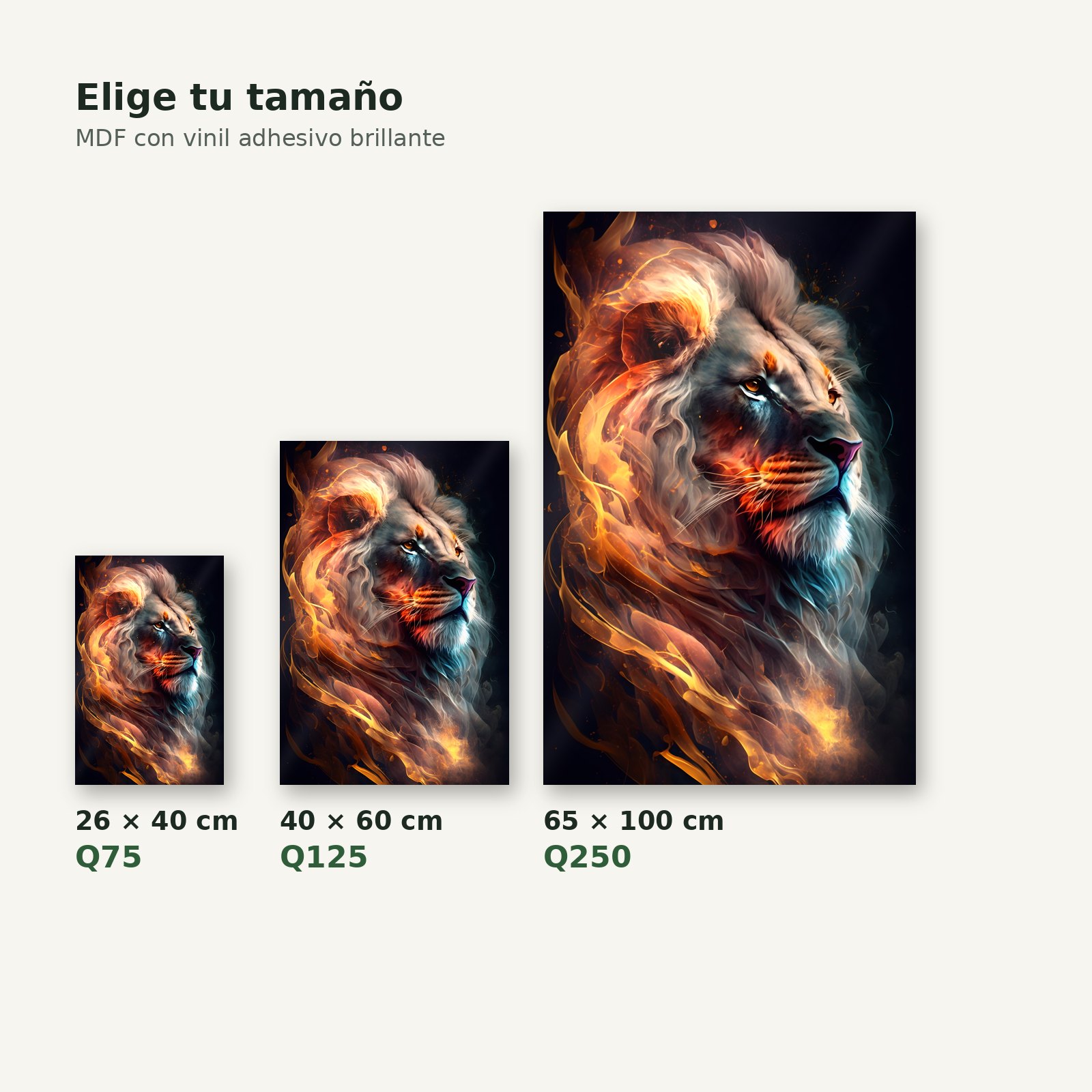 Cuadro leon fuego 2 tamaños y precios – Salto Producciones Guatemala