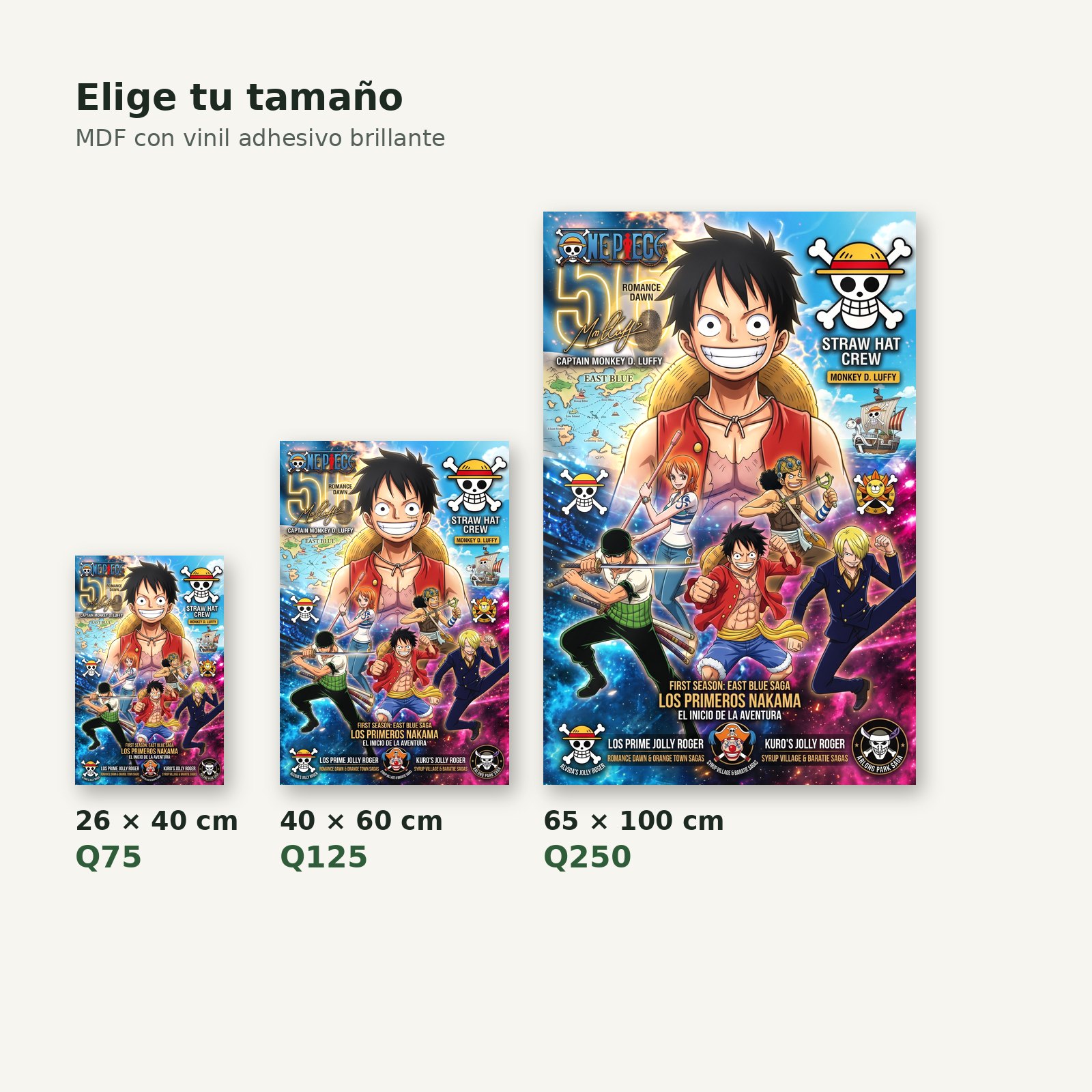 Cuadro luffy one piece tamaños y precios – Salto Producciones Guatemala