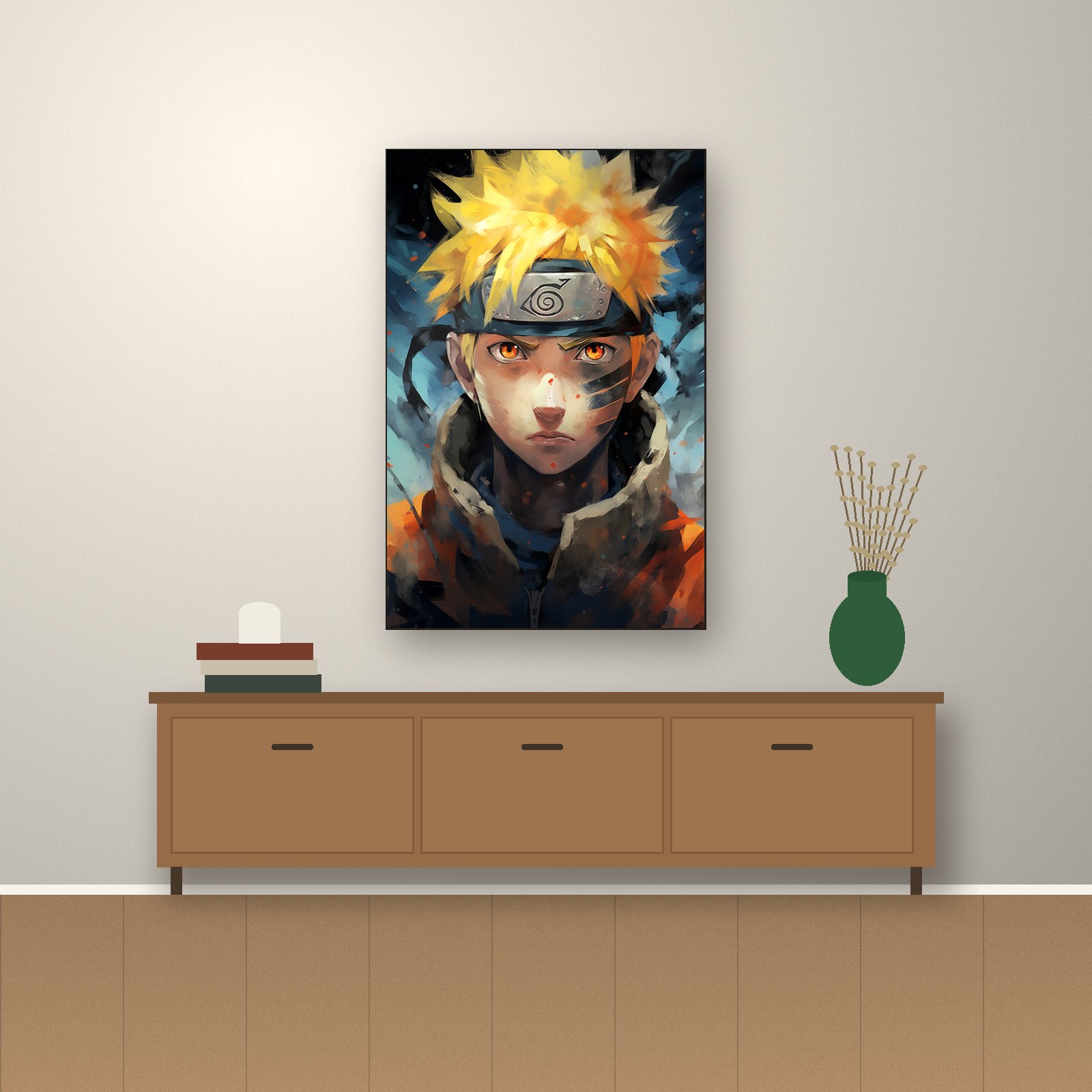 Cuadro naruto en una sala – Salto Producciones Guatemala