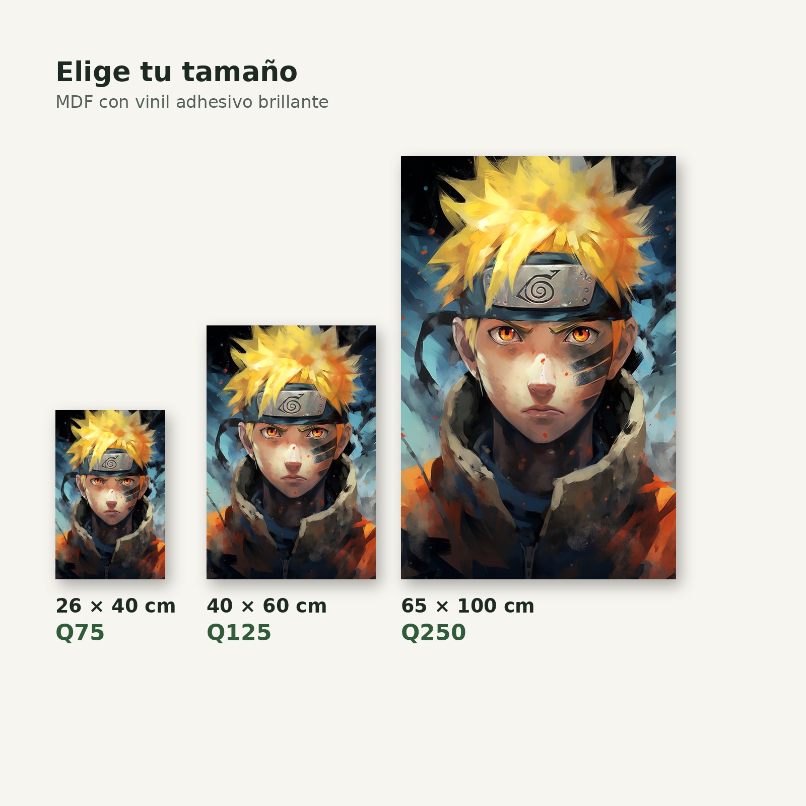 Cuadro naruto tamaños y precios – Salto Producciones Guatemala